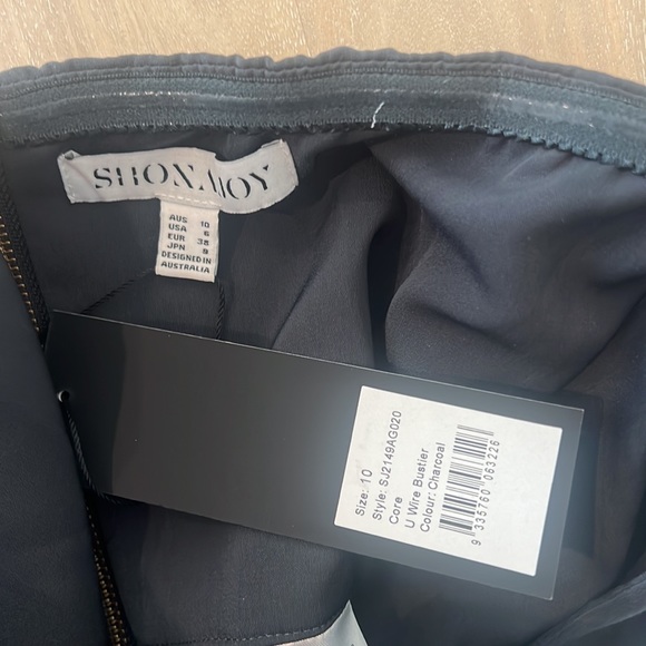 NWT Shona joy charcoal grey strapless midi dress - Picture 4 of 4